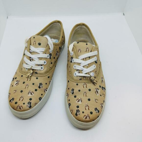 Shiz Tzu Dog Multiple Design Brown Dog Writing on Side Lace Up Shoe Size 6.5 - Picture 3 of 10